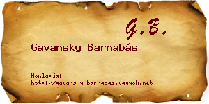 Gavansky Barnabás névjegykártya
