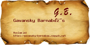 Gavansky Barnabás névjegykártya